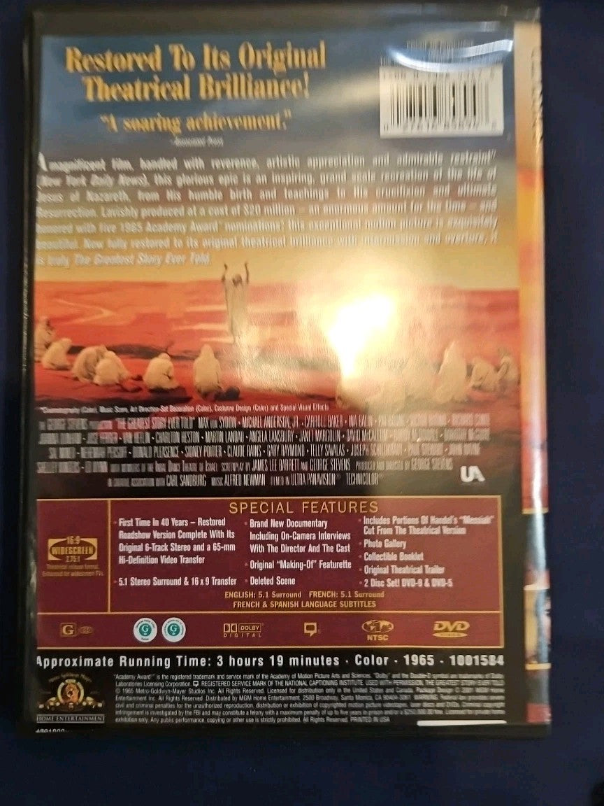 The Greatest Story Ever Told (DVD, 2001, 2-Disc Set, Special Edition)