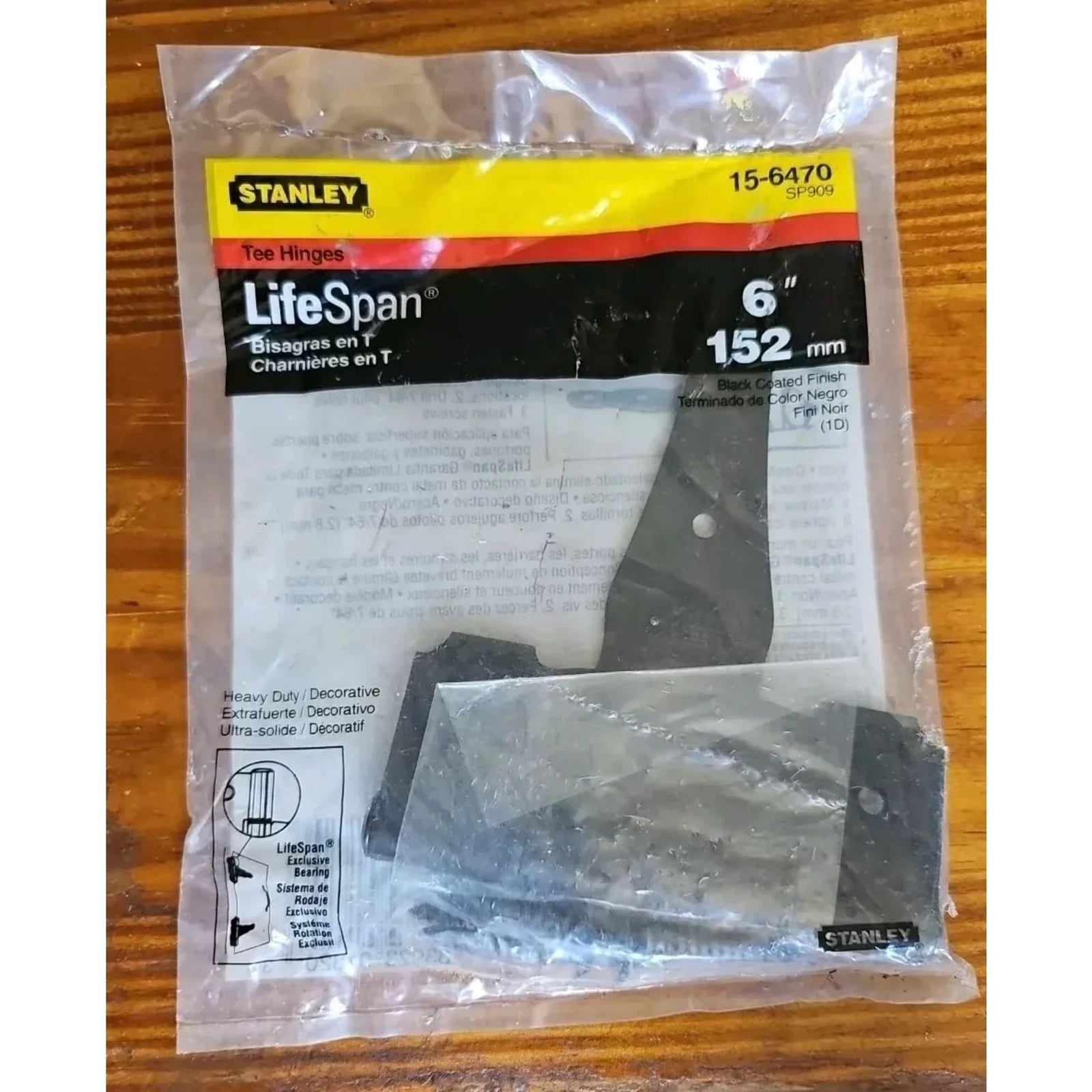Stanley Hardware 15-6470 6” Decorative Black LifeSpan Tee T-Hinge Heavy Duty Nwt