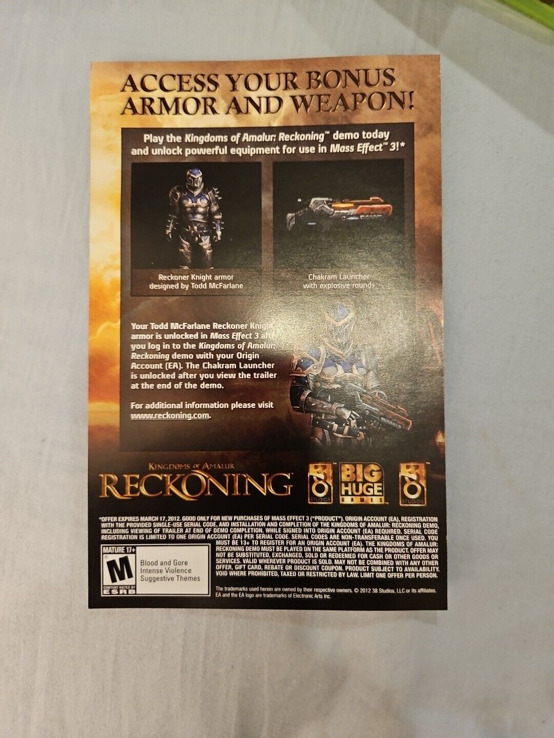 Mass Effect 3 (Microsoft Xbox 360, 2012)CIB