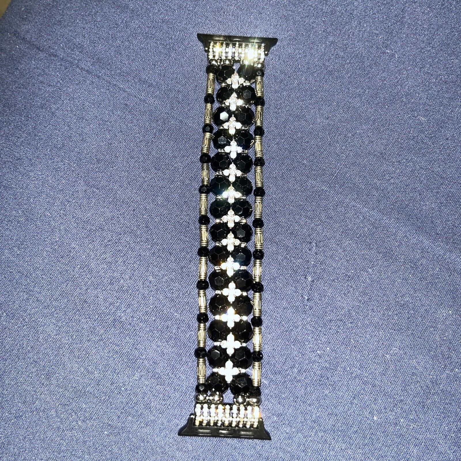 Stretchable Faux Onyx/Diamond Apple Watch Band 38/40/41mm Series 4,5,6,7,8,9 SE