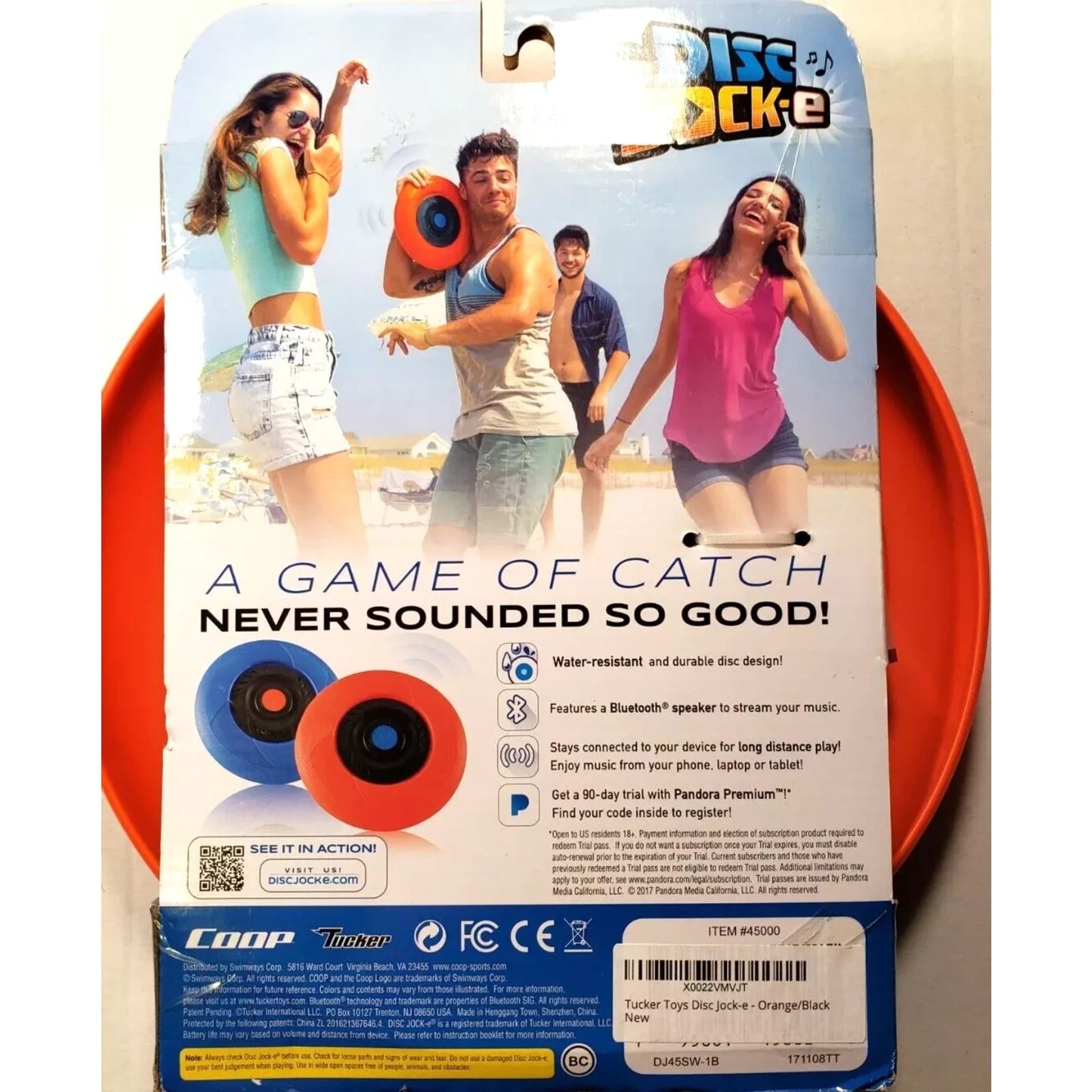 Tucker DISC JOCK-E Flying Disc, Blue Frisbee Bluetooth Speaker, Play & Music
