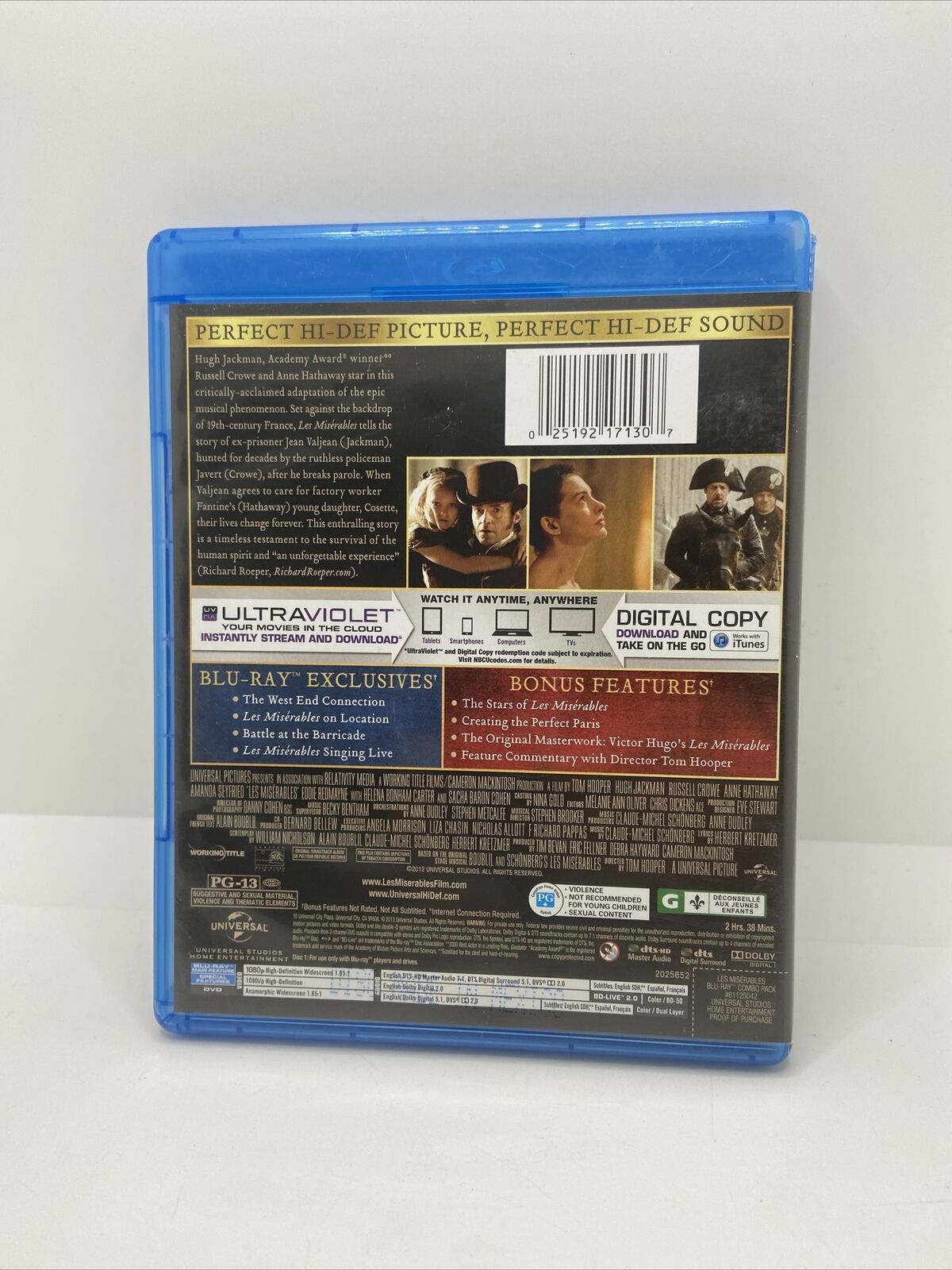 Les Misérables (Blu-ray/DVD, 2013, 2-Disc Set, Includes Digital Copy...