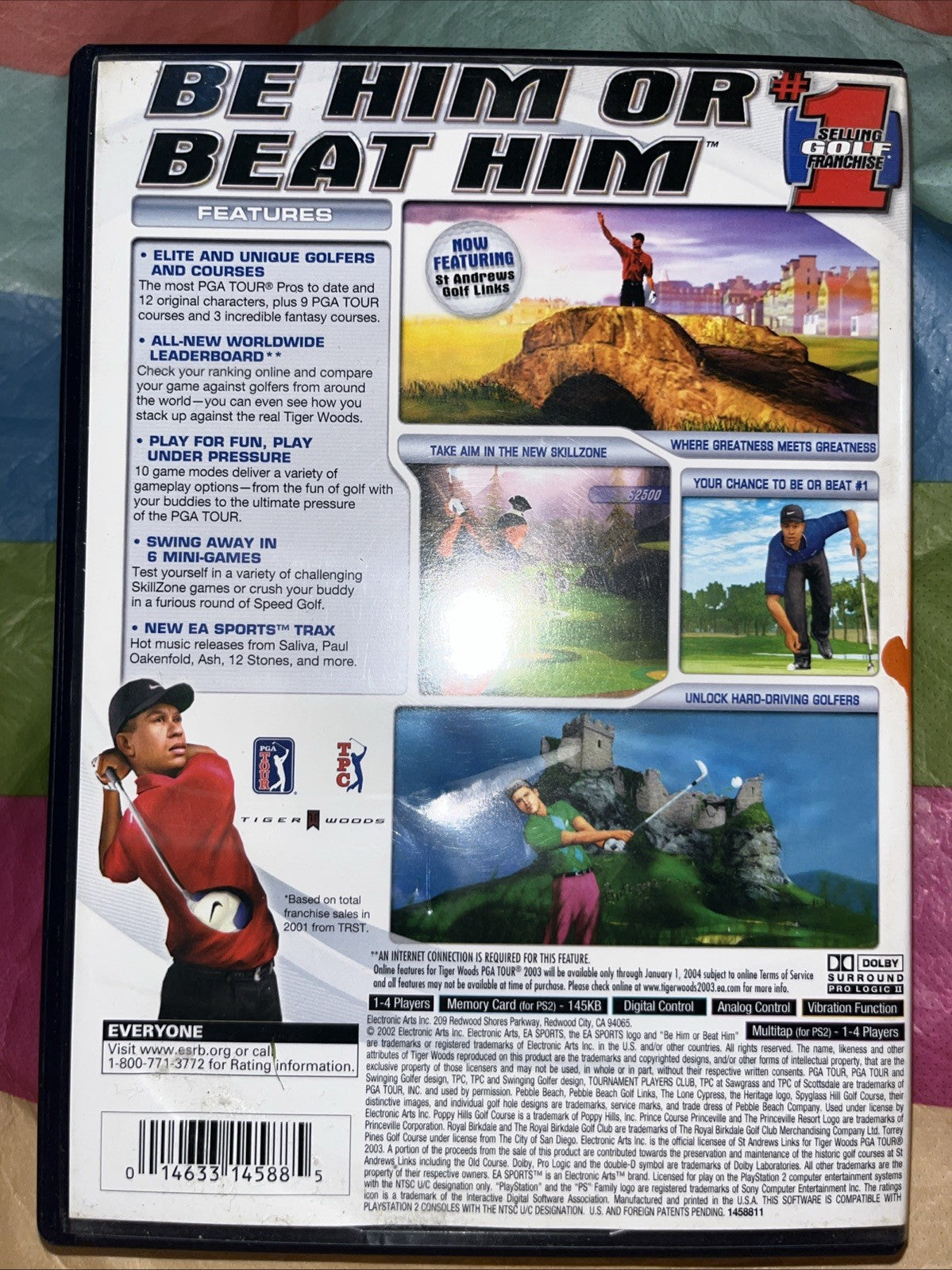 Tiger Woods PGA Tour 2003 ( PS2). CIB W/ Manual + reg Card.