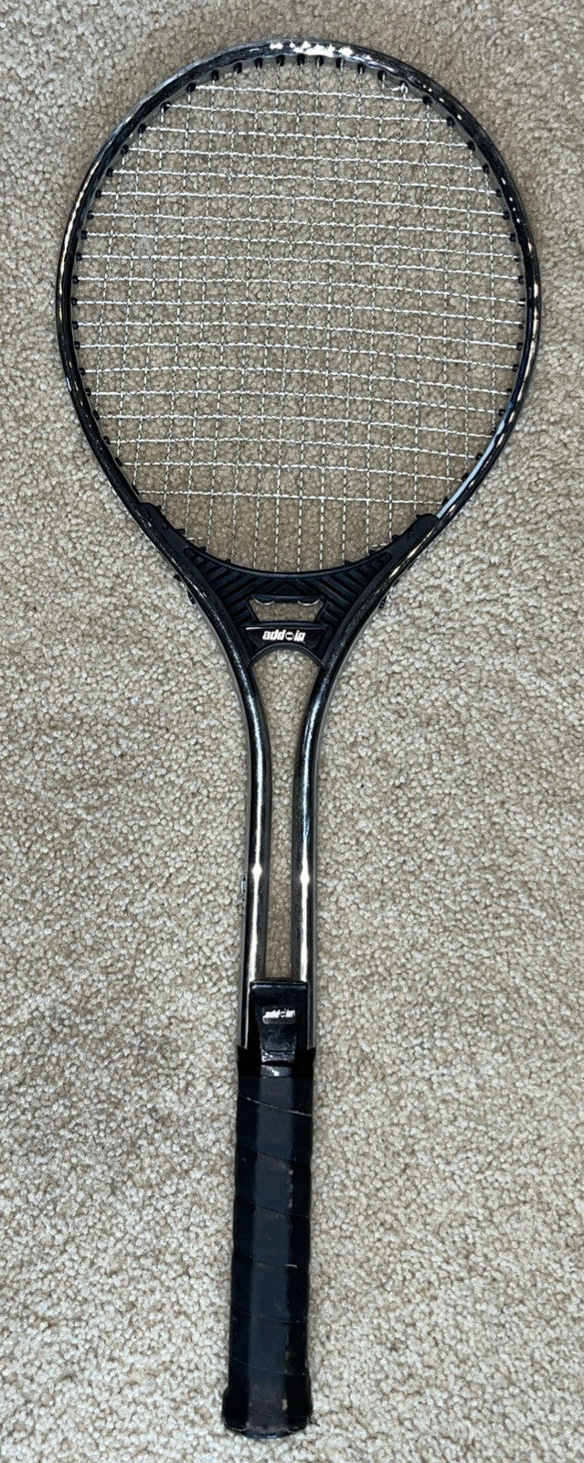 VIntage Jason Empire Add In Tennis Racket 4-3/8. W/Yamaha Vinyl Zipper Case