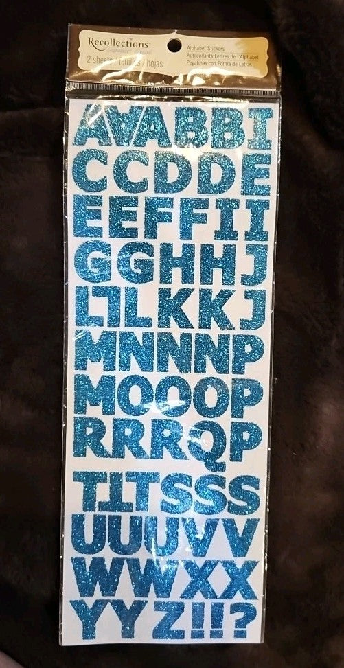 Blue Glitter 1" Aplhabet stickers x 2