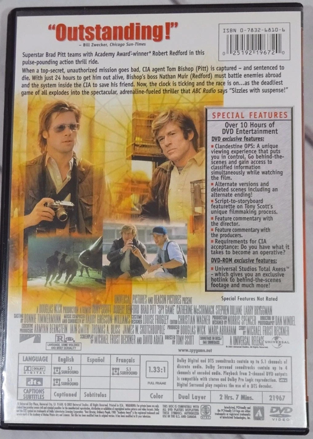 Spy Game (DVD, 2002, Full Frame Collectors Edition) Tested. new Case