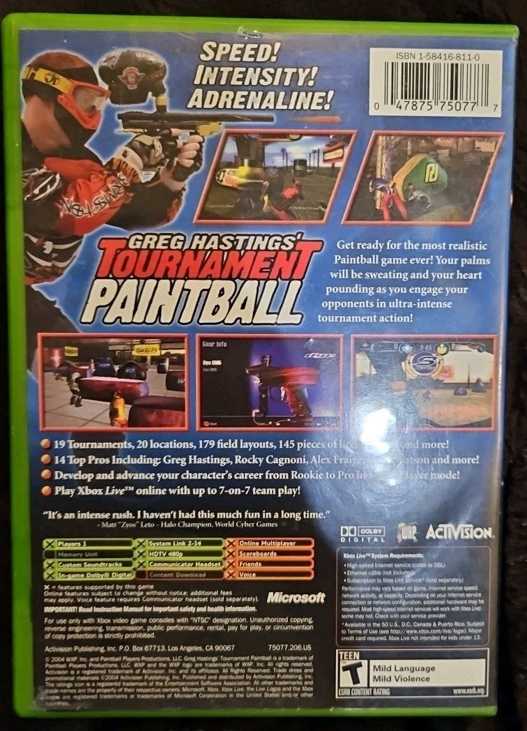 Greg Hastings' Tournament Paintball (Xbox) Tested. No Scratches. New Case