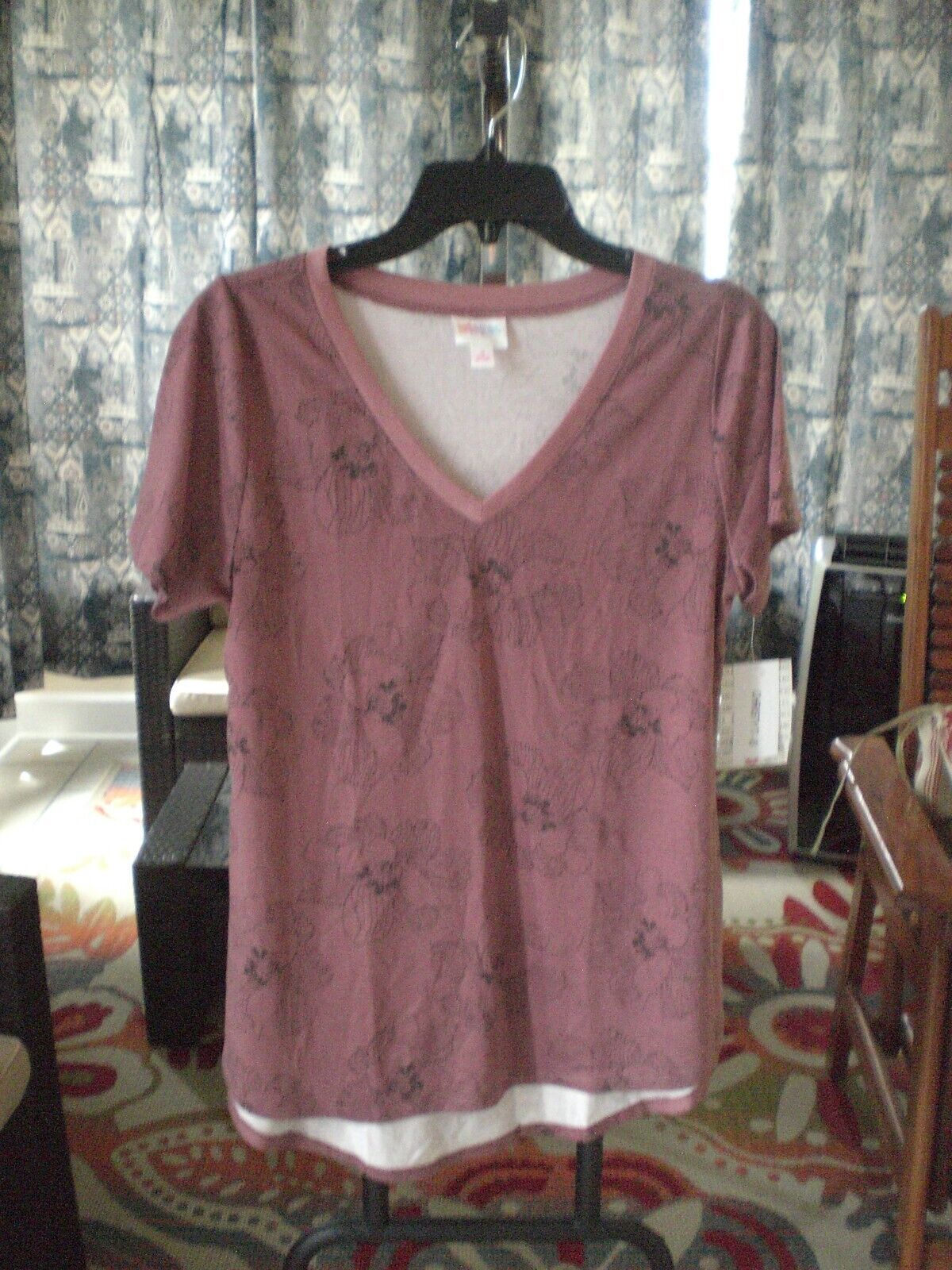 NWT LuLaRoe Christy T Blouse Shirt Top SMALL Floral Mauve