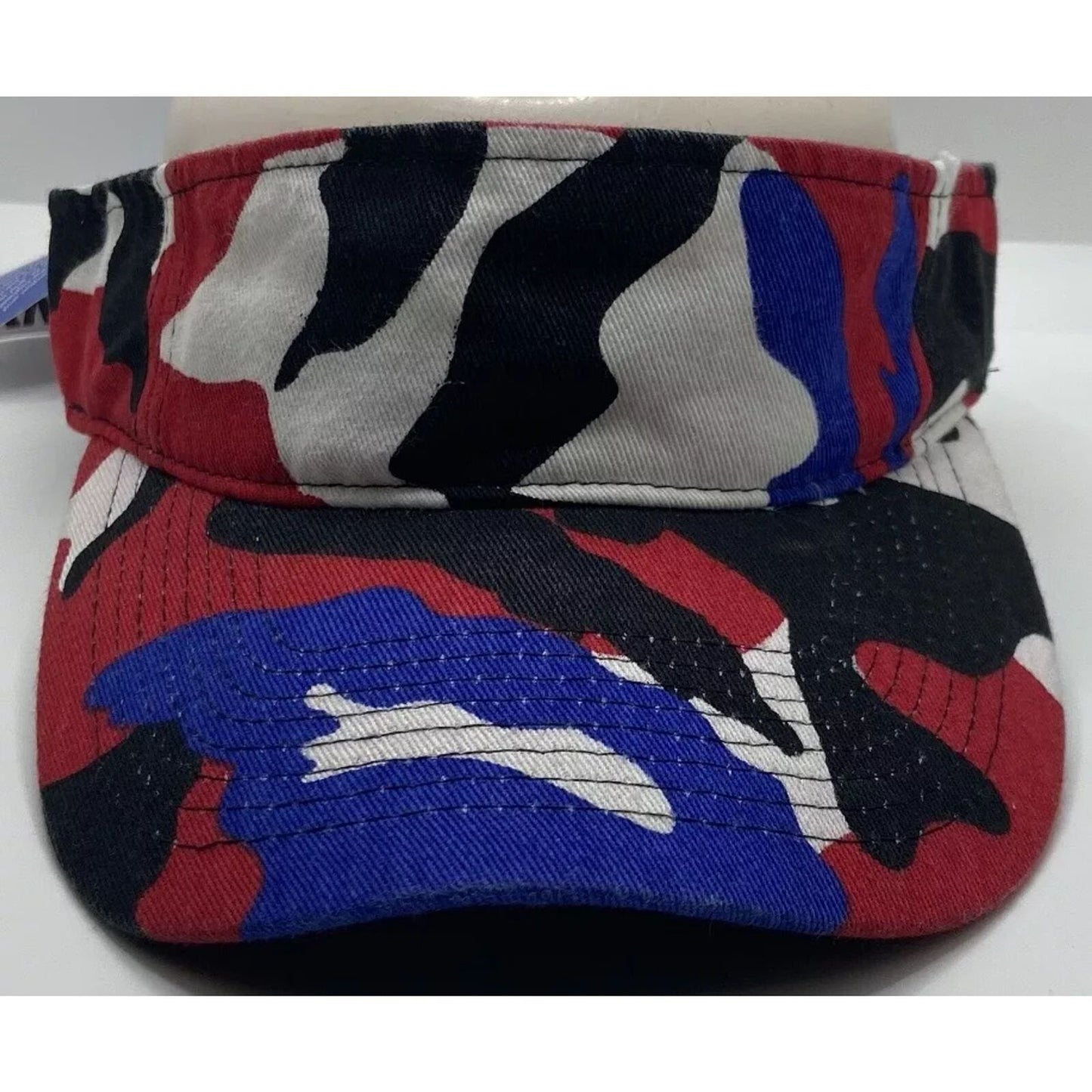 CamoSport Sun Visor Red White Blue Black Pattern - Adjustable - Brand New