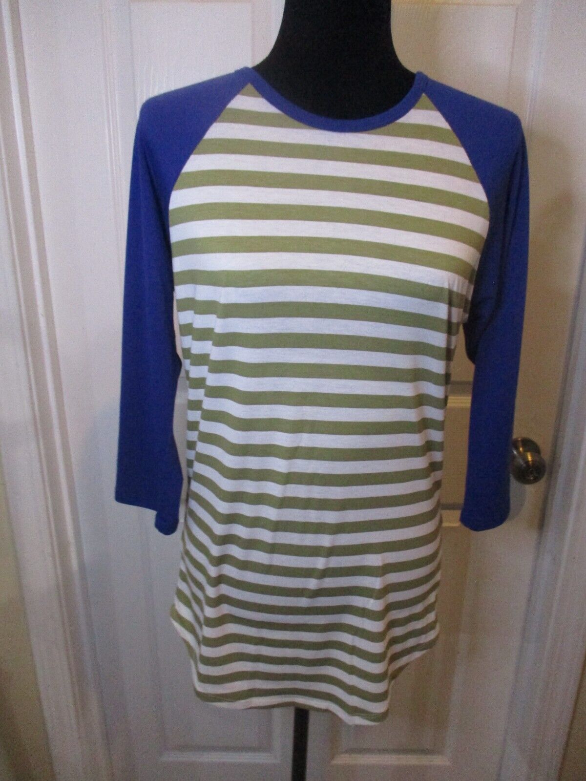 LuLaRoe Small Randy Royal Blue White Tan Stripe NWOT