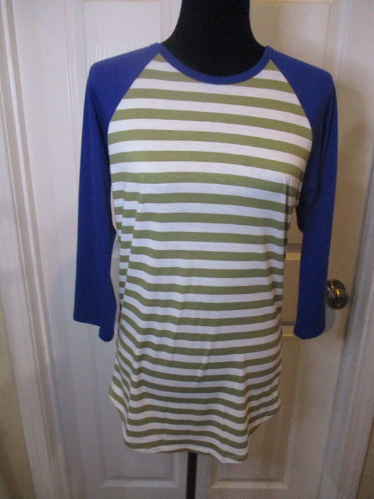 LuLaRoe Small Randy Royal Blue White Tan Stripe NWOT