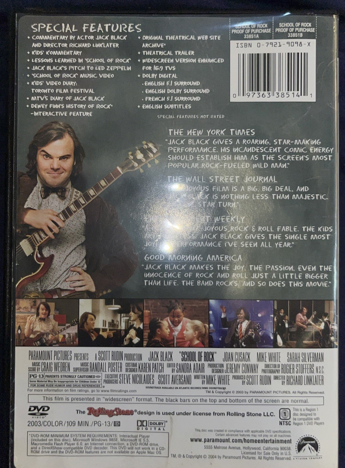 The School of Rock (DVD, 2004, Widescreen) Tested