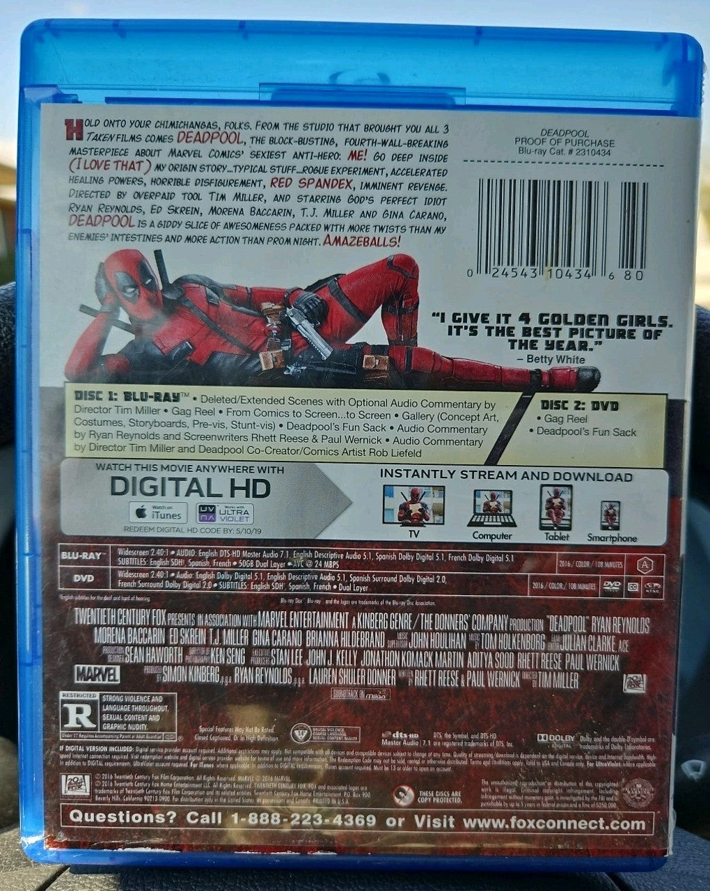 Deadpool (Blu-ray, 2016) Brand new sealed no digital download
