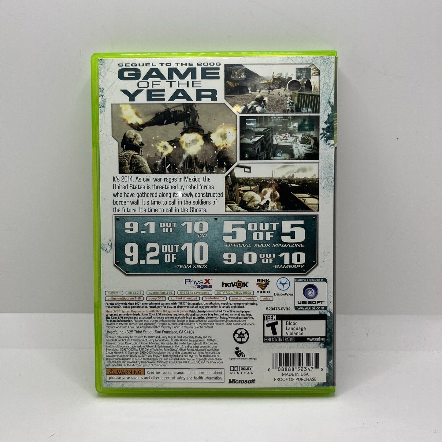 Tom Clancy's Ghost Recon: Advanced Warfighter 2 (Microsoft Xbox 360, 2007)