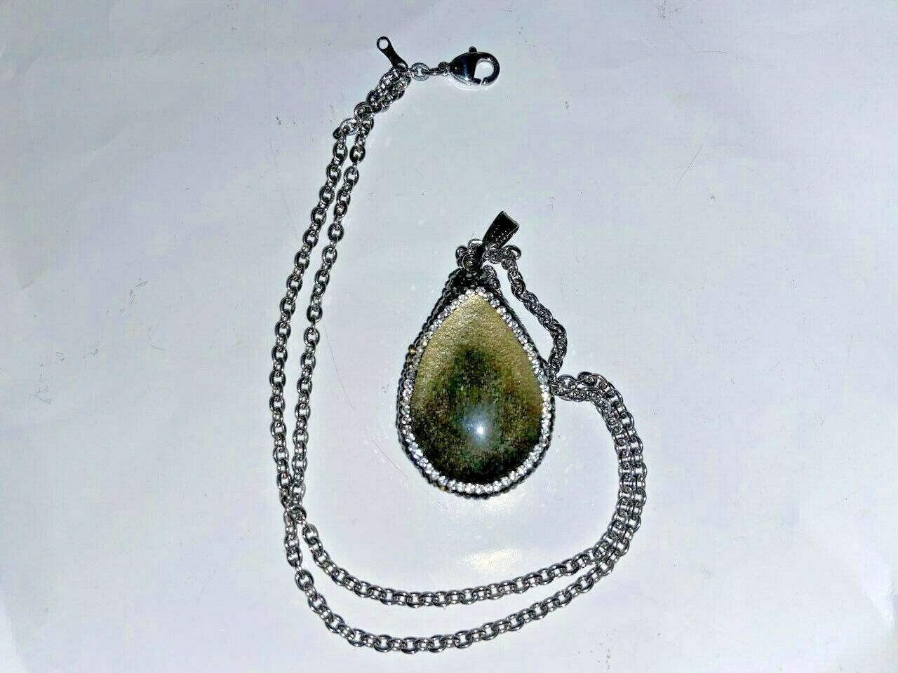 iStone Faux Onyx Pendant Charm Necklace - New