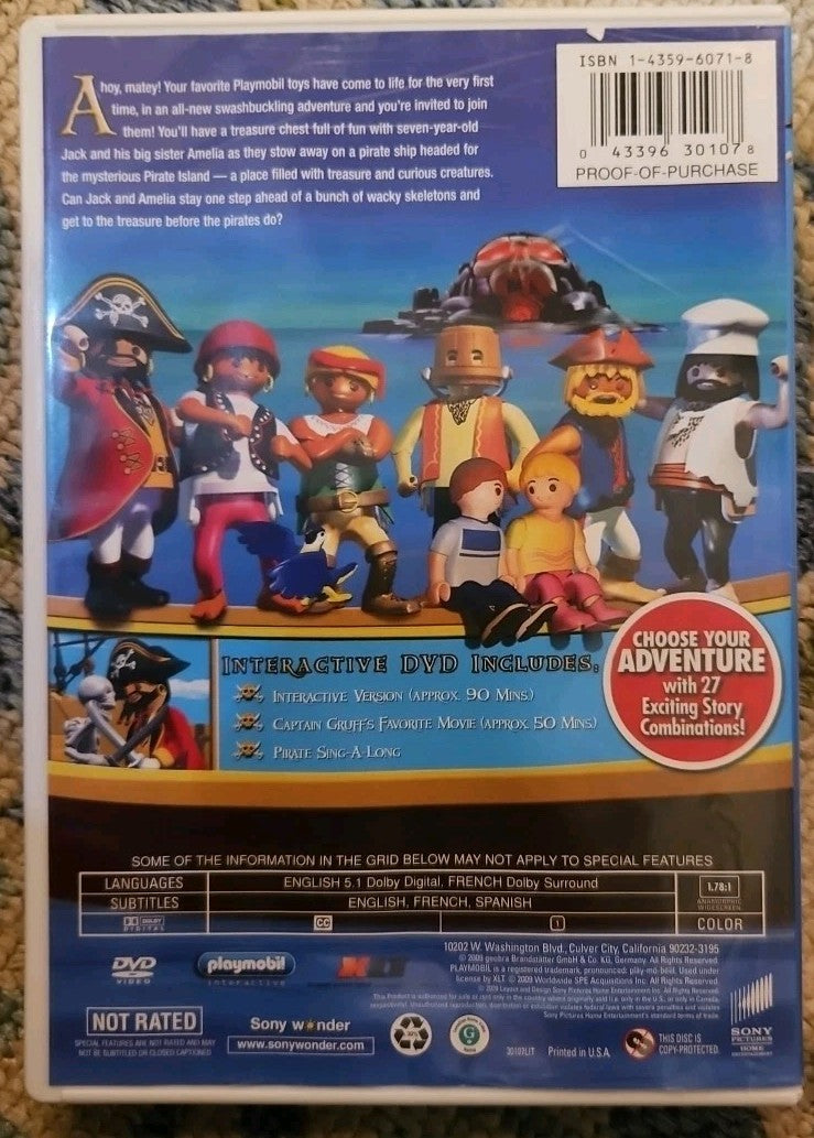 Playmobil-Secret of Pirate Island (DVD, 2009) Tested. New Case. Resealed