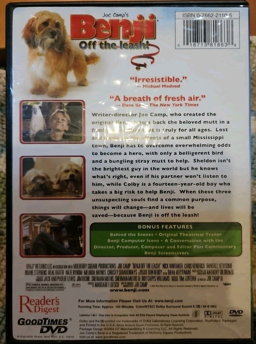 Benji Off the Leash (DVD, 2004) New Sealed