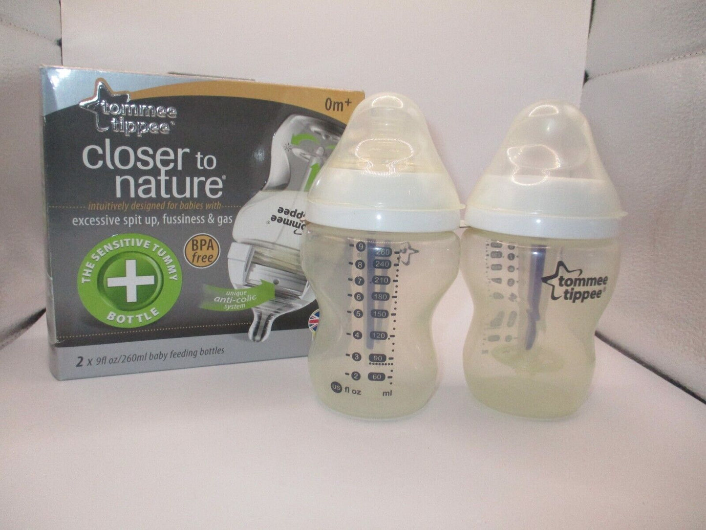 Tommee Tippee Closer to Nature Baby Bottles 2x 9fl oz for Sensitive Tummies