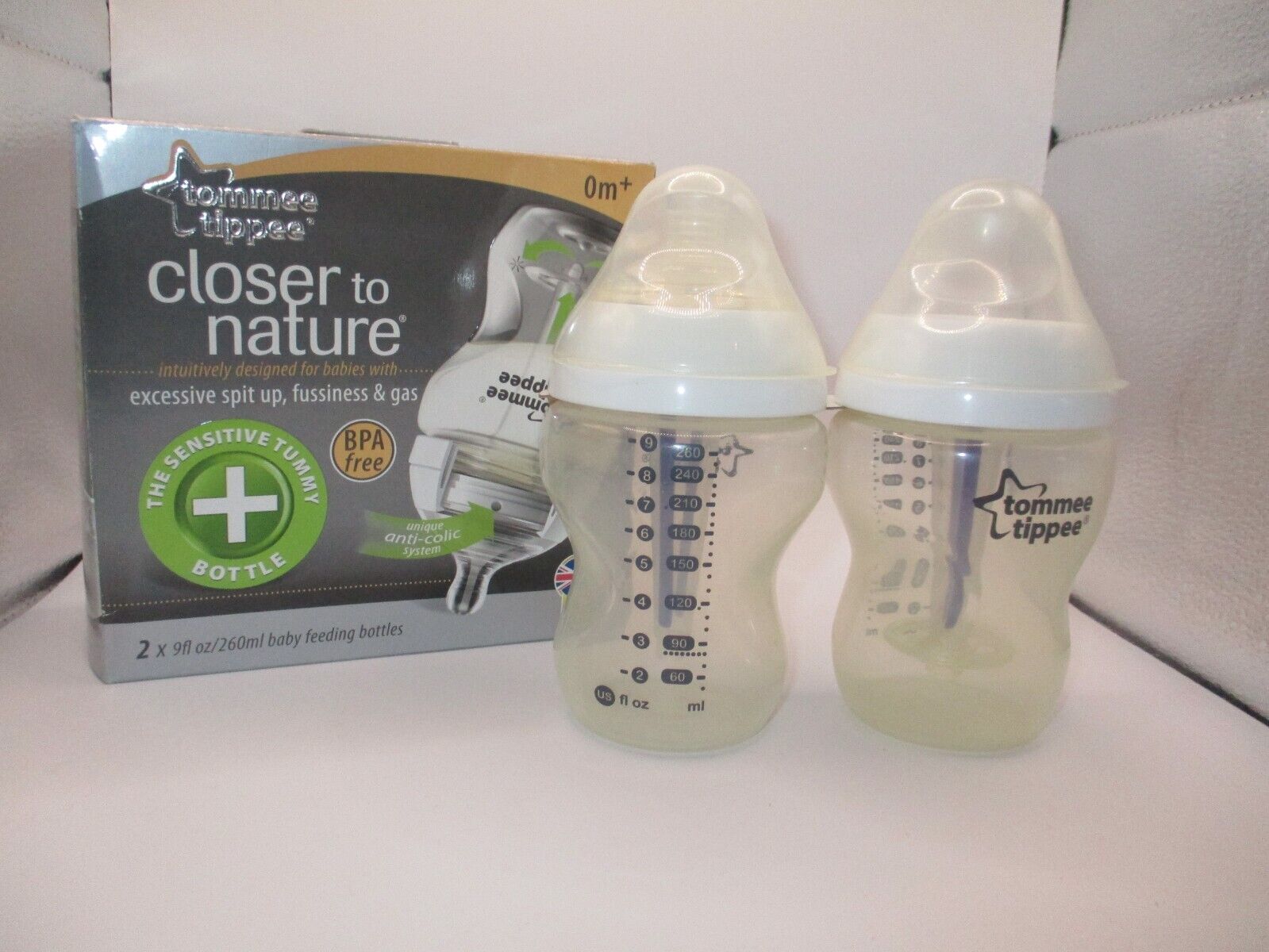 Tommee Tippee Closer to Nature Baby Bottles 2x 9fl oz for Sensitive Tummies
