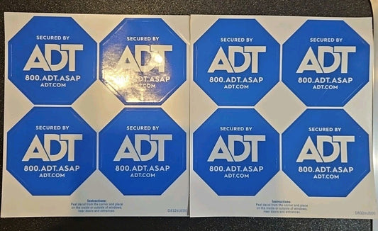 2 packs of ADT window decal (8 stickers) aprox 2.5" octagon