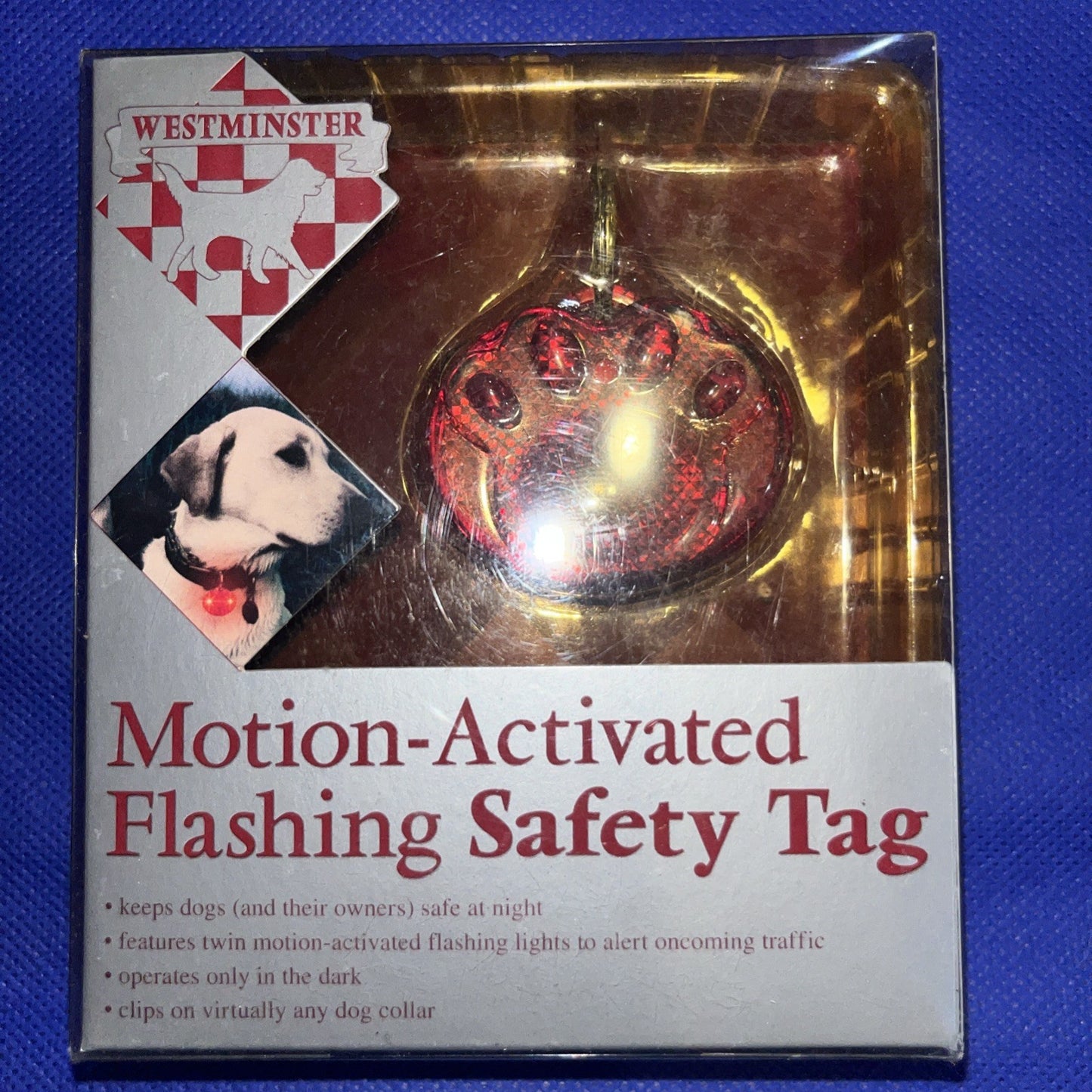 Motion Activated Flashing Night Safety Westminster Dog Tag Collar or Leash New