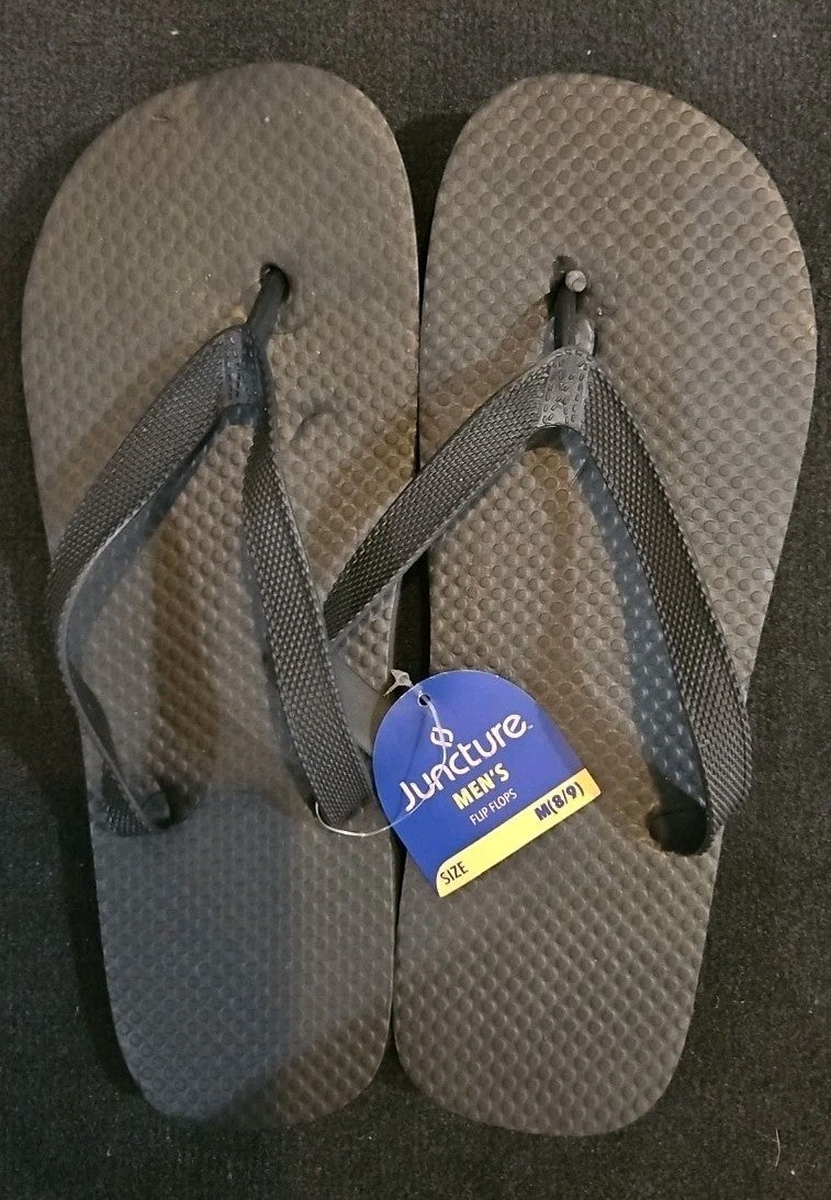 Juncture Men's Medium Size 8/9 Black Flip Flops