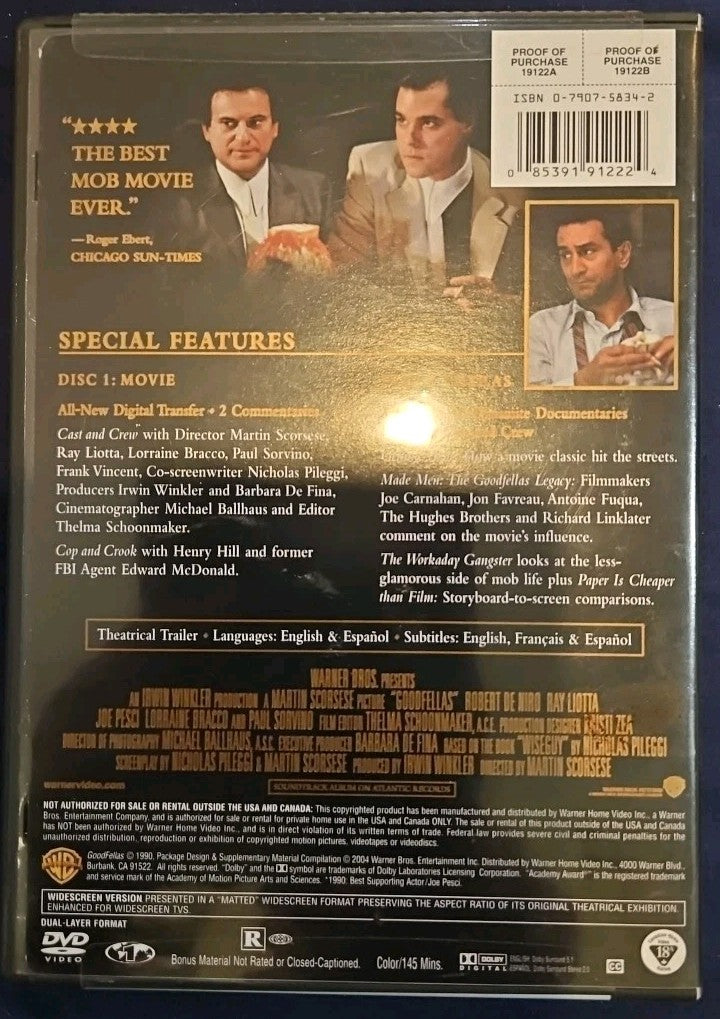 Goodfellas (DVD, 2004, 2-Disc Set, Special Edition)