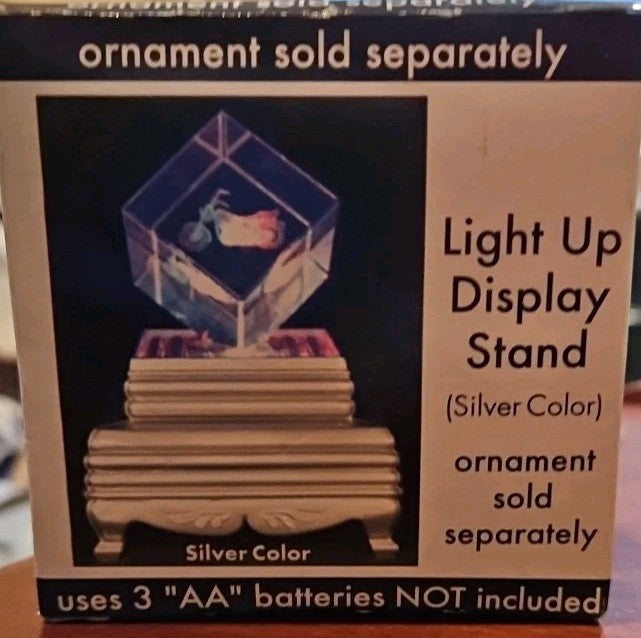 Color Changing Light Up Crystal Glass Ornament Display Stand Silver