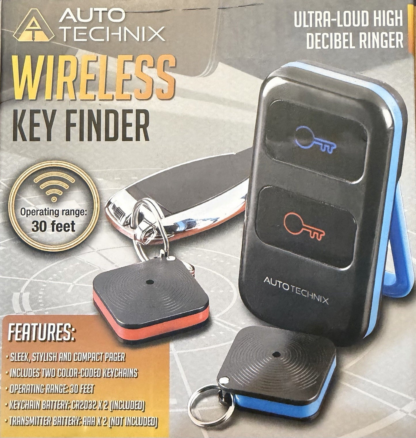Wireless Key Finder-Auto Technix - Ultra-Loud High Decibel Ringer -30 Feet Range