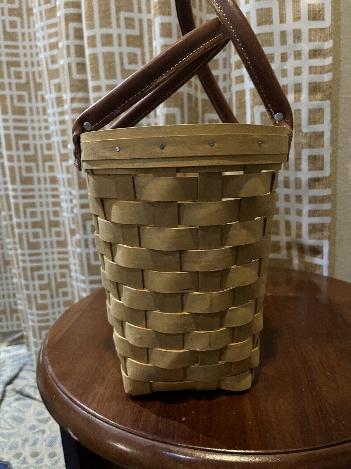 Long Burger Basket With Leather Handles