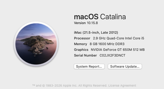 Apple iMac late 2012 Catalina 8GB RAM 1TB Nvidia GT-640M no Keyboard No Mouse