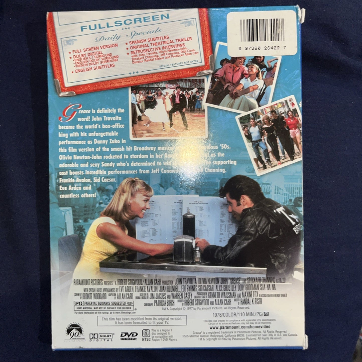 Grease (DVD, 2003, Full Frame Checkpoint) Tested. With Slipcover