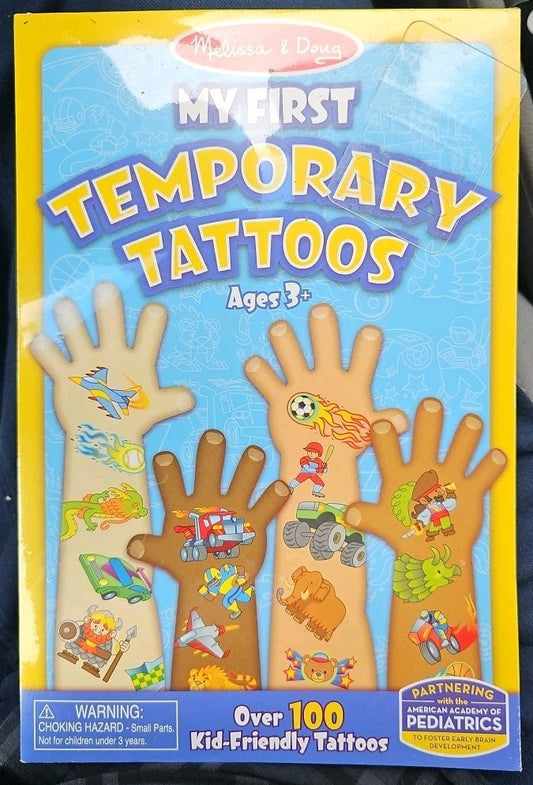 Melissa & Doug My First Temporary Tattoos-Blue Activity Pad Sticker Pad-Ages 3+