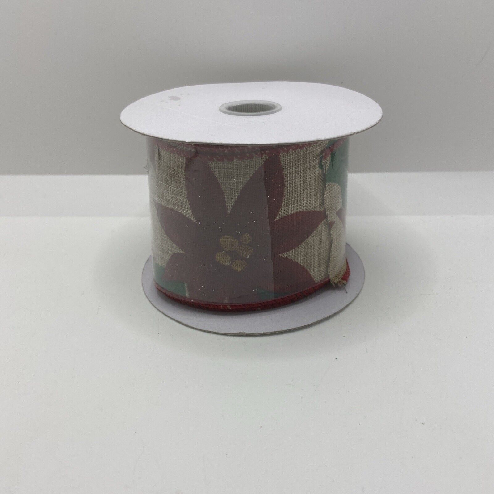 10 Yards Christmas 2.5" Wired Ribbon Red Sheer With Flowers 2 1/2" Wire Edge