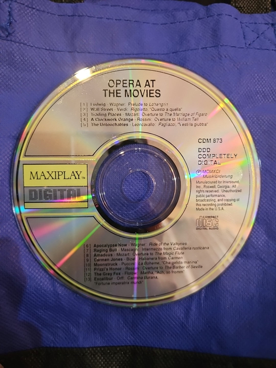 Opera At The Movies (CD) Disc Only