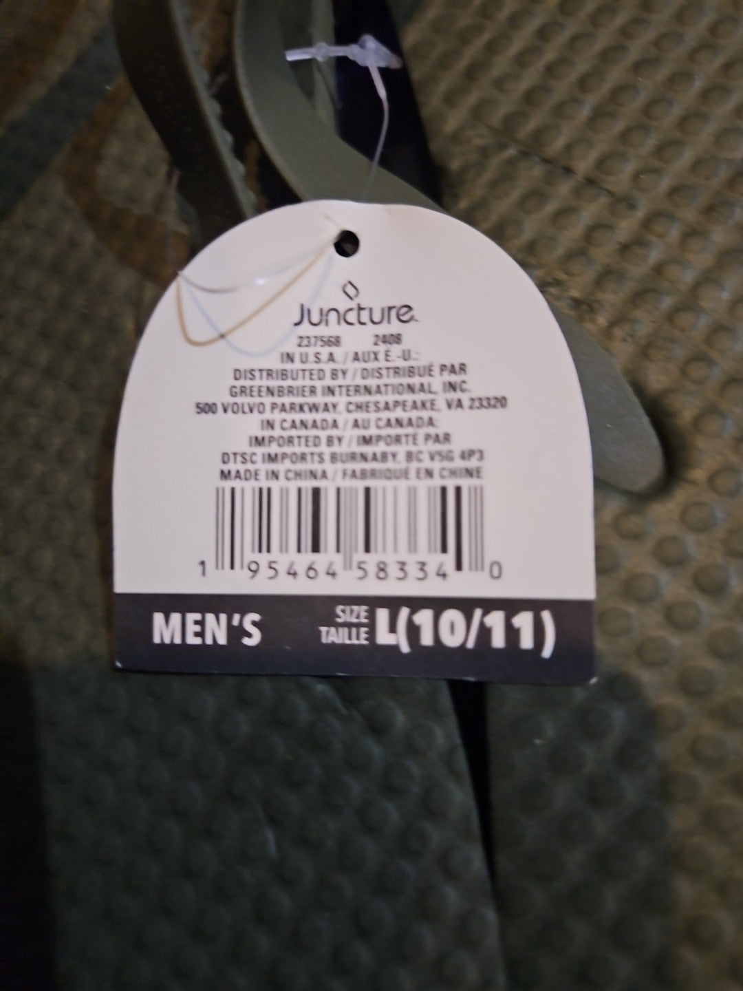 Juncture Men's Size Medium 10/11 Forest Green Flip Flips