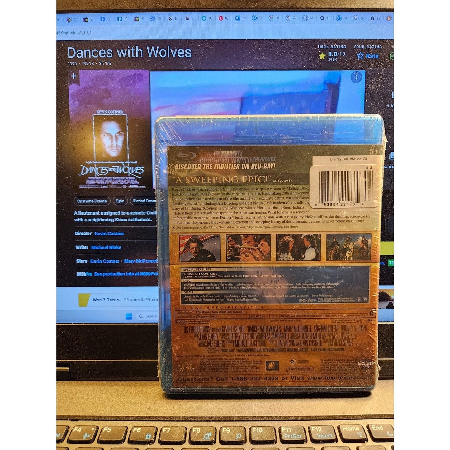 Kevin Costner - Dances With Wolves (Bluray) Factory Sealed