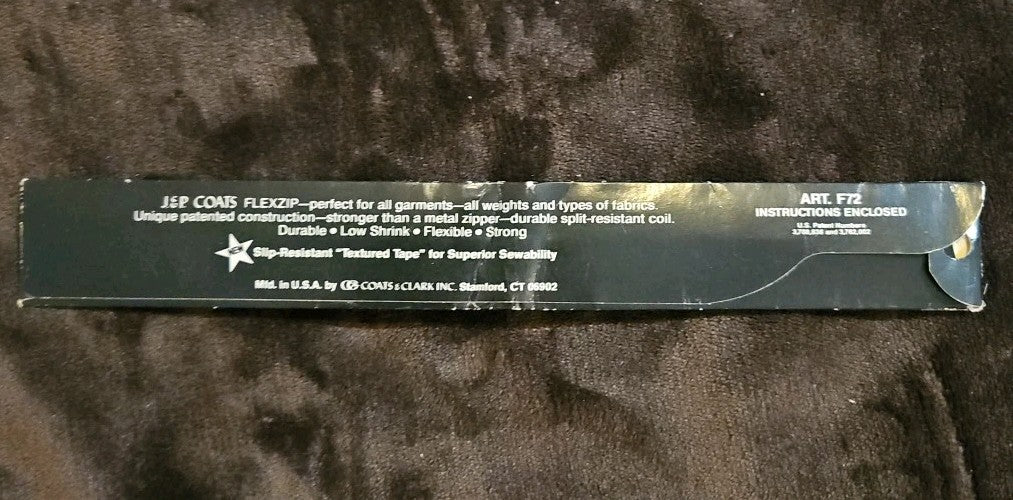 J&P Coats 7 Inch Grey All Purpose Zipper 1.25"
