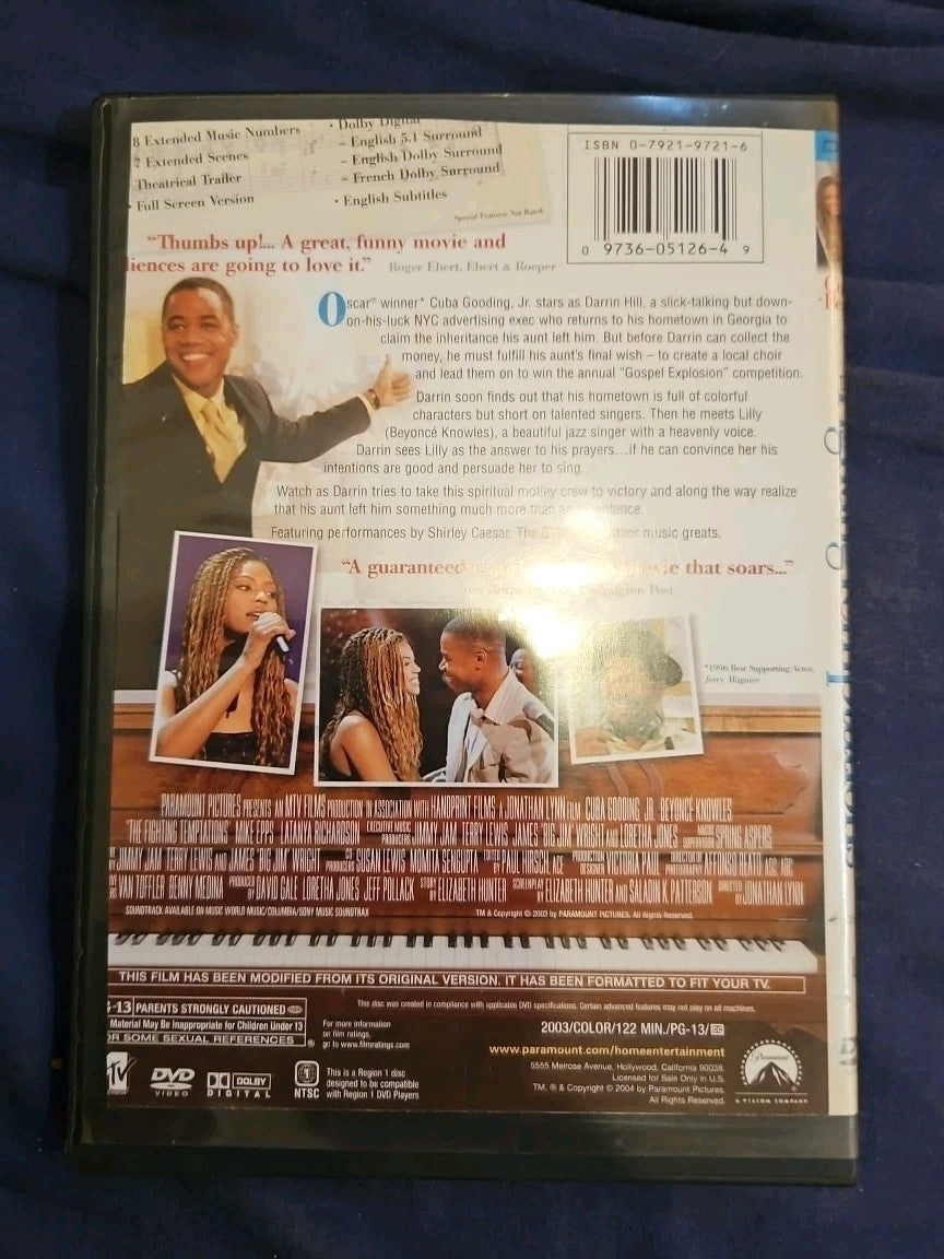 The Fighting Temptations (DVD, 2003) Slim Case. Cropped Sleeve