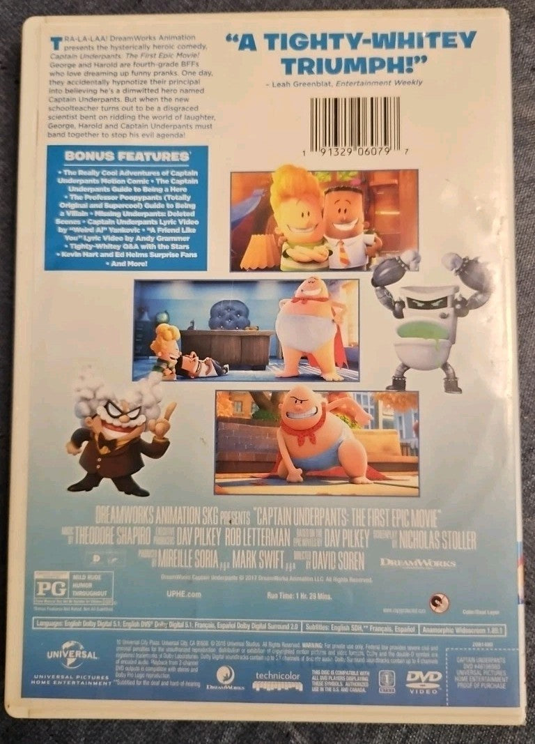 Captain Underpants: The First Epic Movie (DVD, 2017)