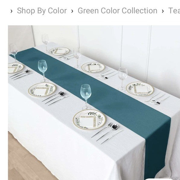 10Ft Chiffon Table Runner for Wedding Banquet Decor (27 X 120 Inch) Peacock Teal