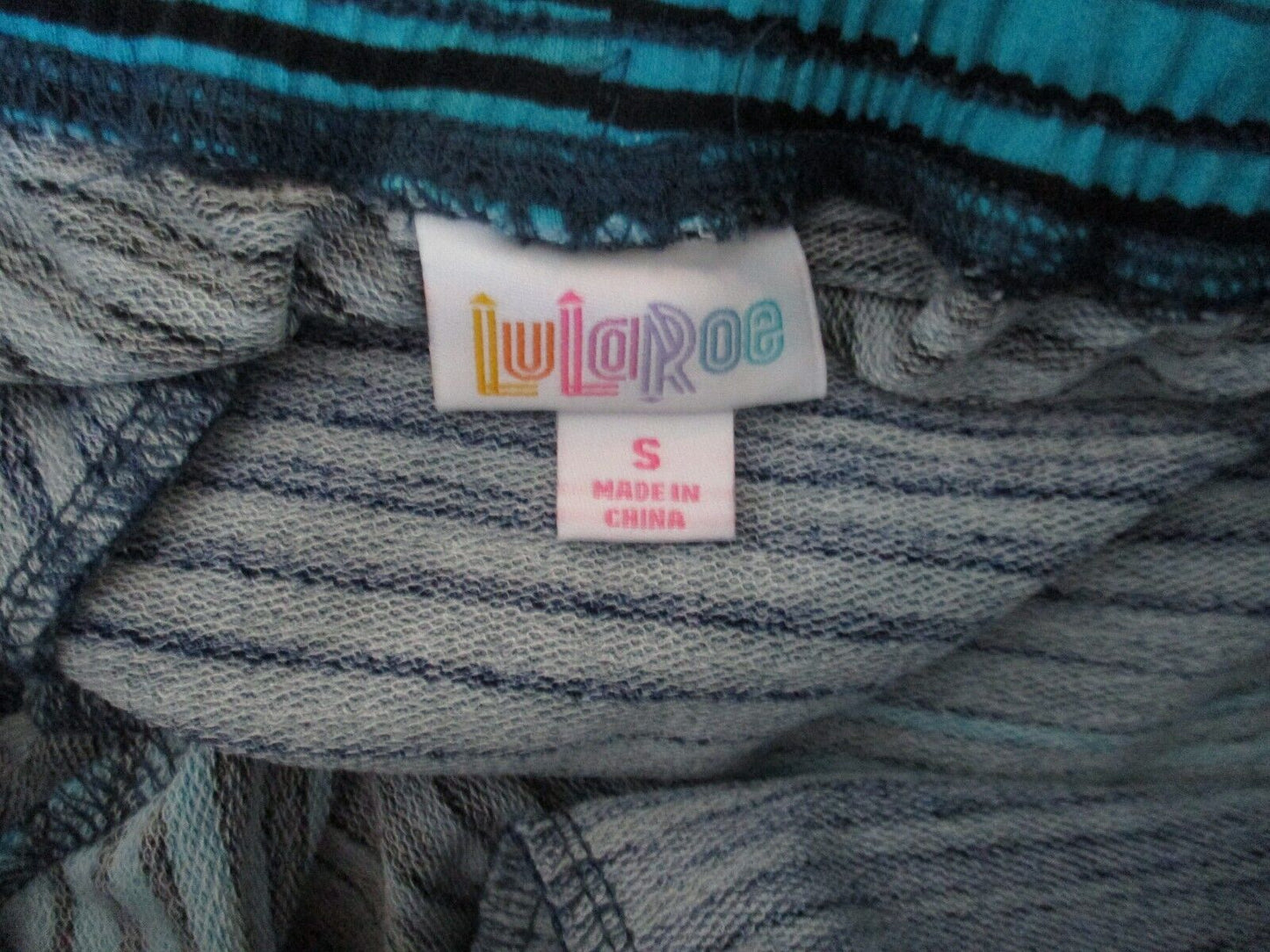 LuLaRoe NWOT Jax Small Blue Teal Black Stripes Joggers Sweatpants