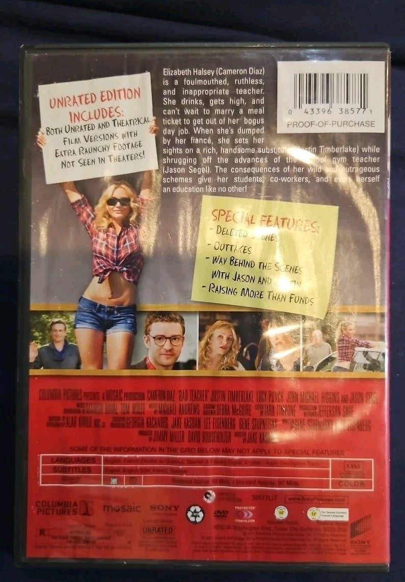Bad Teacher (DVD, 2011) Moisture Damage On Artwork. Tested