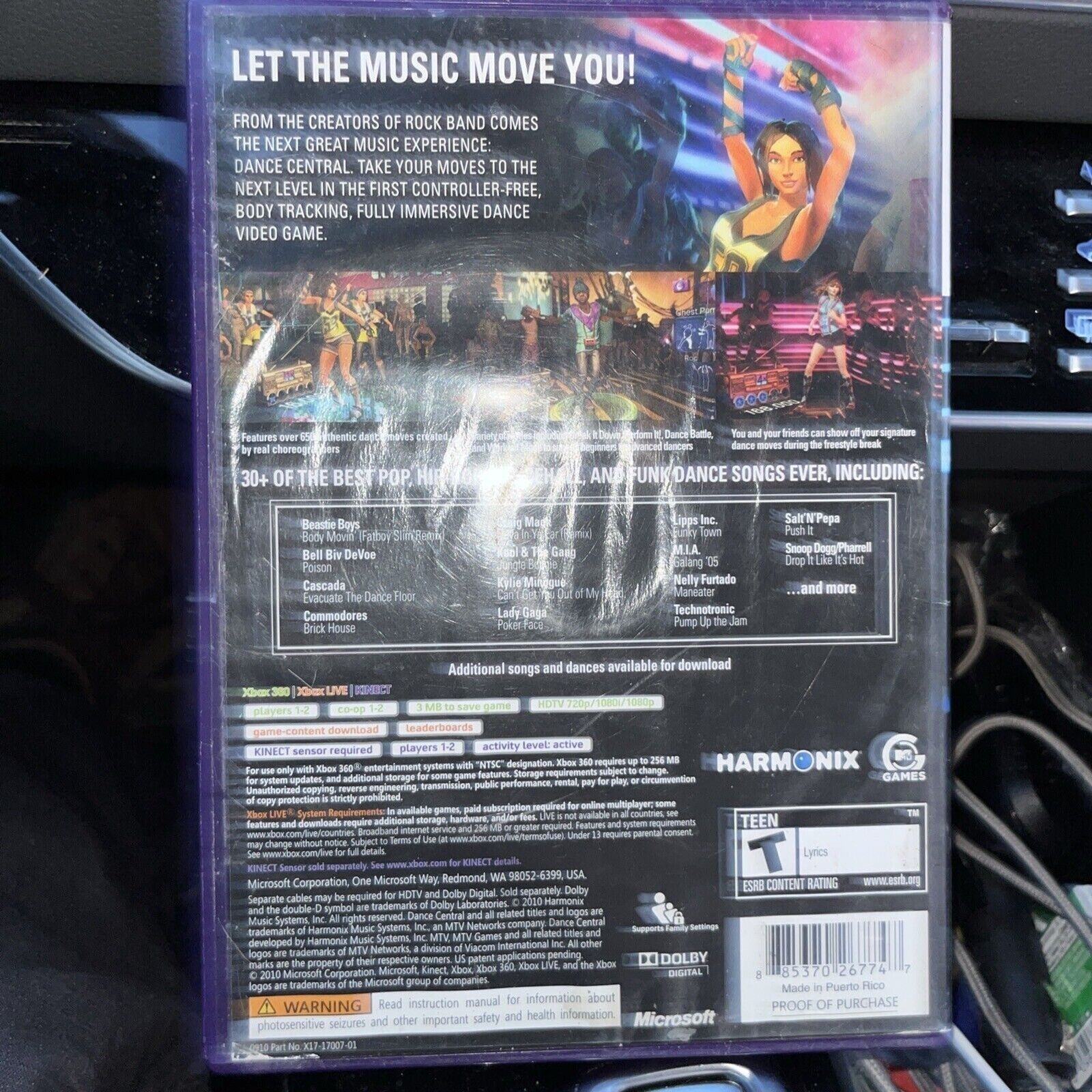 Dance Central (Microsoft Xbox 360) Complete w/Manual, Cover  Art Wrinkled
