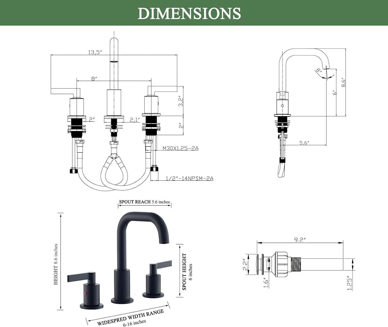 TImeArrow TAF288S-MT Black Matte Faucet Set