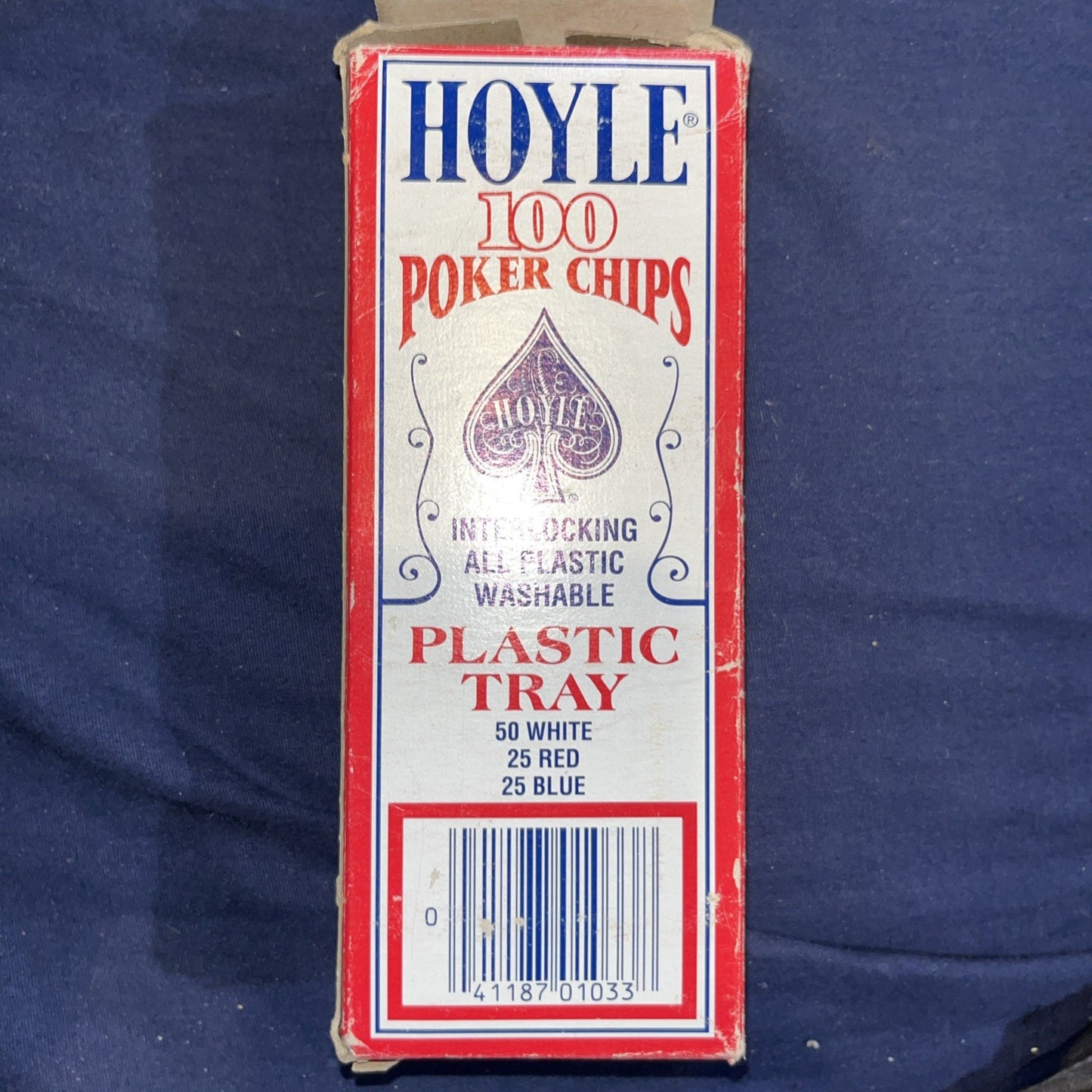 Hoyle 100 Poker Chips with Plastic Tray - Vintage 1992 Set New Old Stock NOS