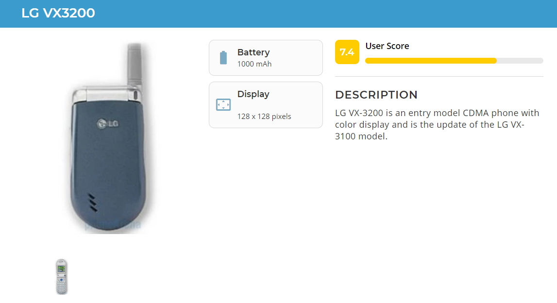 LG VX3200 - Silver (Cellular One) Cellular Phone !! For Parts Only !! 