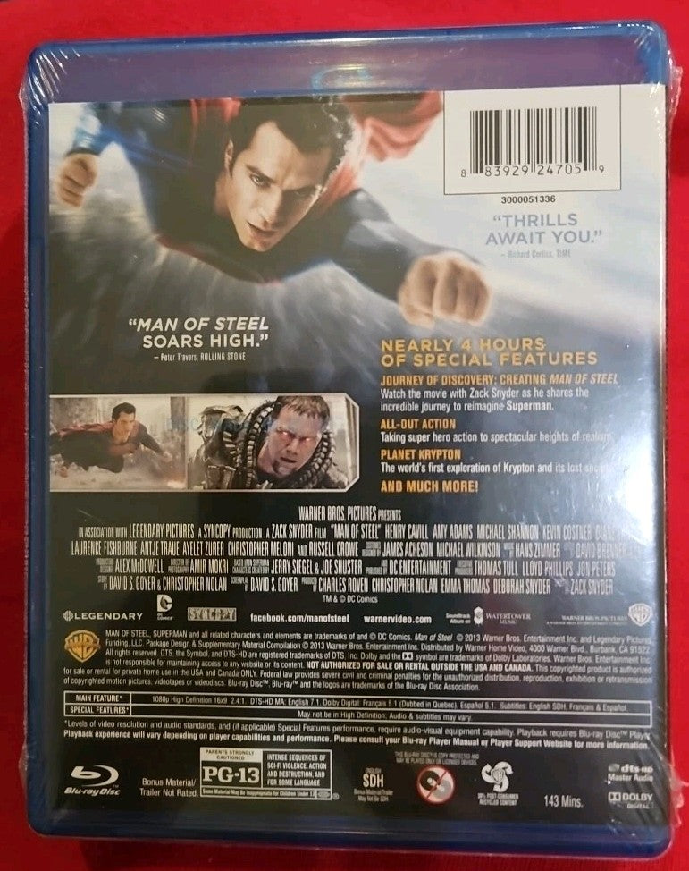 Man of Steel (Blu-ray) No Digital Download. New Sealed