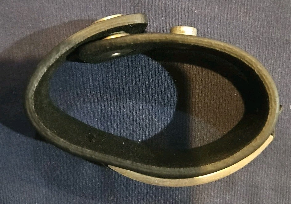 Hard Rock Leather Wrist Band With Adjustable Snaps