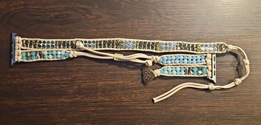 Band Fits Apple Watch 38 40 41mm Series 1-9 SE Boho Turquoise Beaded...